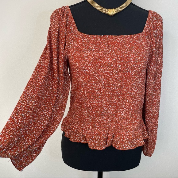 BÖHME Square Neck Smocked Boho Top Women’s Size Large - Picture 7 of 7